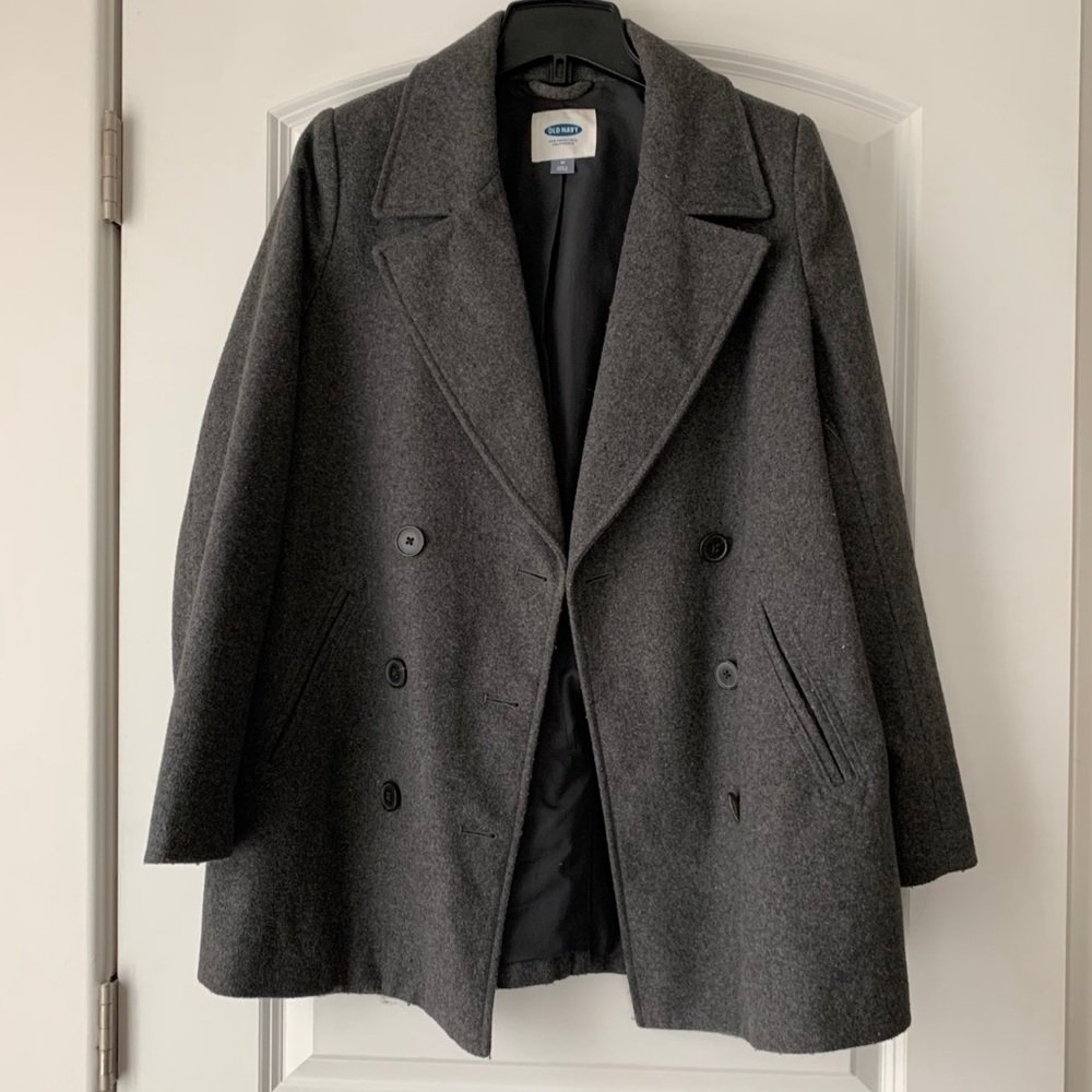Grey Pea coat with buttons